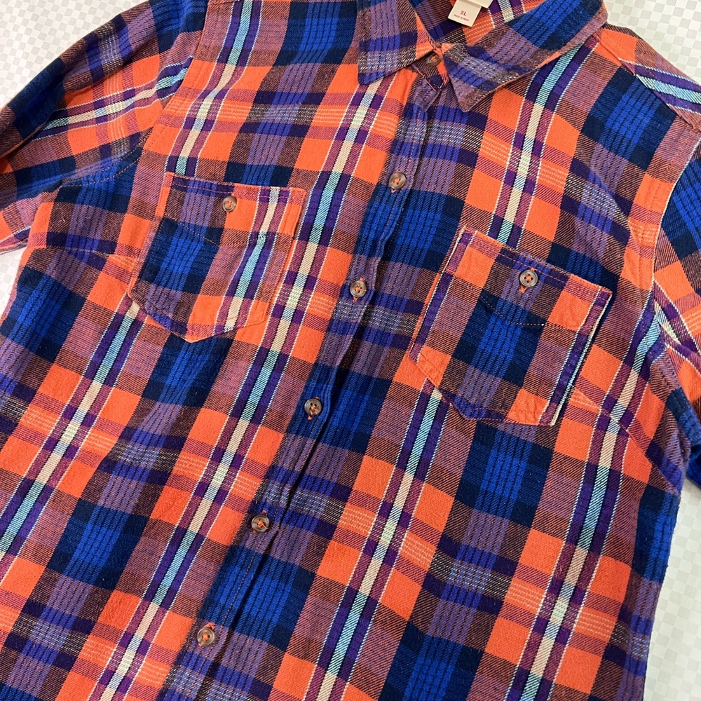 EUC Mossimo Supply Co. Girl's Purple Plaid Long Sleeve Light Flannel Shirt  Sz L